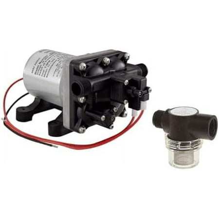 SCT Shurflo 12 V RV Water Pump 3.0 GPM - 4008-101-A65 / E65 & 1/2" | RV Plumbing & Camper Water Pump | Twist-On Optional Pipe Strainer Bundle | (Receive 1 Pump with Strainer)…