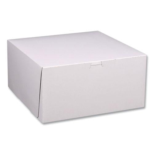SCT White One-Piece Non-Window Bakery Boxes, Standard, 12 x 12 x 6, White/Kraft, Paper, 50/Bundle