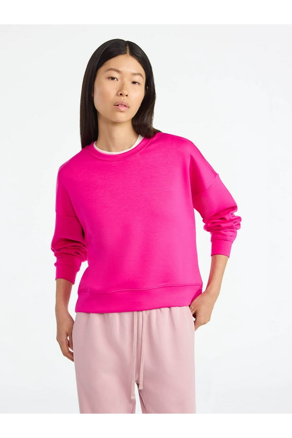 Women's and Women's Plus New Scubaknit Cropped Sweatshirt with Drop Sleeves, Sizes XS-4X