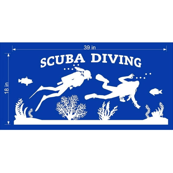 SCUBA DIVING VINYL WALL DECAL (YOU CHOOSE SIZE AND COLOR!)