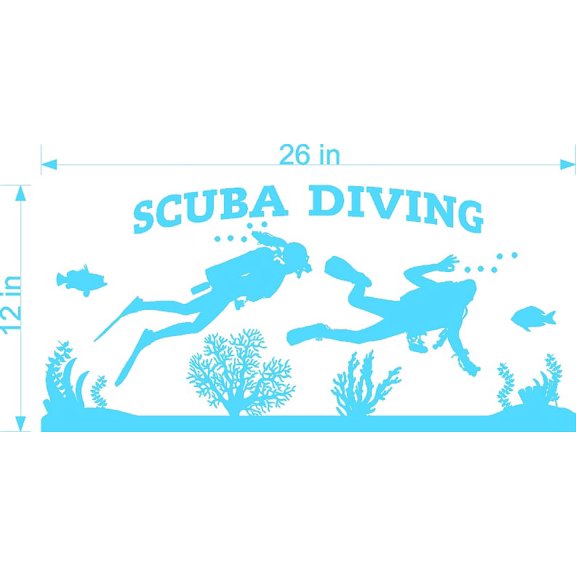 SCUBA DIVING VINYL WALL DECAL (YOU CHOOSE SIZE AND COLOR!)