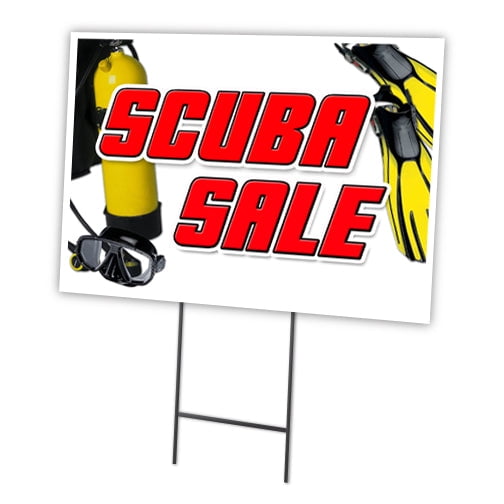 SCUBA SALE 12"x16" Yard Sign & Stake | Advertise Your Business | Stake Included Image On Front Only | Made in The USA