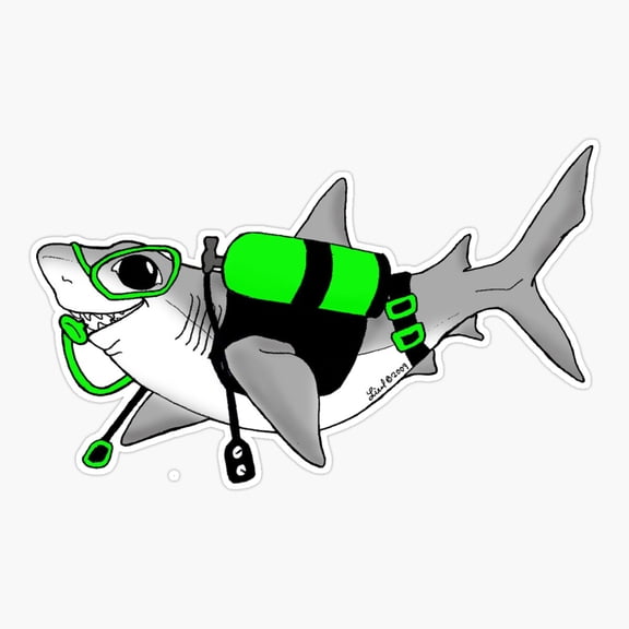 SCUBA Shark Diving Adventure Underwater Sticker