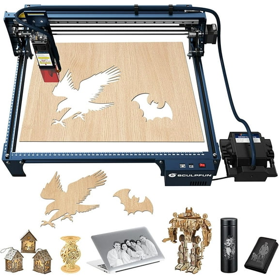 SCULPFUN S30 Pro La/ser Engraver with Auto-Controlled Air Assist System, 84W La/ser Engraving Cutting Machine, 10W Optical Power La/ser Cutter for Home Family DIY, Ultra-Thin Carving