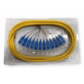 SCUPC12SM3MYELBLU Cable, SP/UPC 12 Cores SM, 12 Strand Fiber Distribution Pigtail, 3m; Yellow Jacket