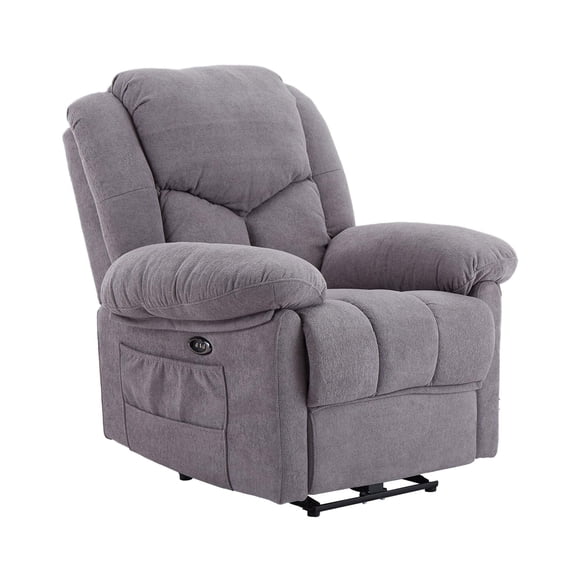 SCUQI Power Recliner Chair Electric Recline Sofa Chair Comfy Faux Microsuede Adjustable Cloud Sofa with USB Port Tool-Free Setup for Adults (Deep Gray)