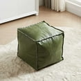 thumbnail image 1 of SCUQI Unstuffed Faux Leather SCUQI Pouf Ottoman Cover Handmade Footstool Storage Cube Poof Pouffe Accent Chair Seat Footrest for Living Room Bedroom Patio Gym (18"X18"X18", Emerald), 1 of 5