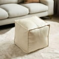 thumbnail image 1 of SCUQI Unstuffed Faux Leather SCUQI Pouf Ottoman Cover Handmade Footstool Storage Cube Poof Pouffe Accent Chair Seat Footrest for Living Room Bedroom Patio Gym (18"X18"X18", Off-White), 1 of 1