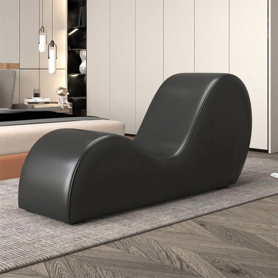 SCUQI Yoga Chair Curved Yoga Chaise Lounge Yoga Sofa Indoor Small Lounge Chair for Adults Stretching Exercising Relaxing Living Room Apartment Office (Black)