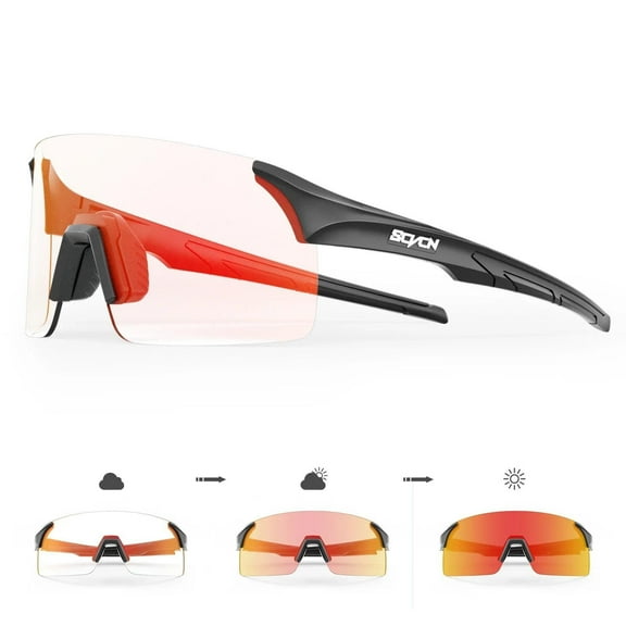SCVCN Photochromic Cycling Glasses Mountain Bike Glasses for Men Women Frameless Sport sunglasses