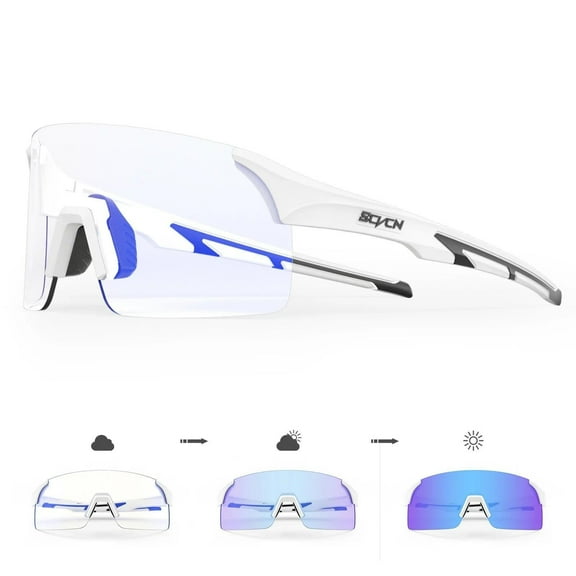 SCVCN Photochromic Cycling Glasses Mountain Bike Glasses for Men Women Frameless Sport sunglasses