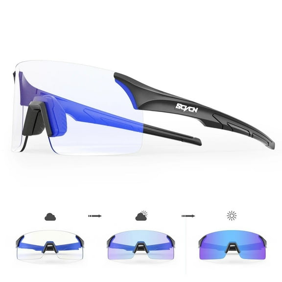 SCVCN Photochromic Cycling Glasses Mountain Bike Glasses for Men Women Frameless Sport sunglasses