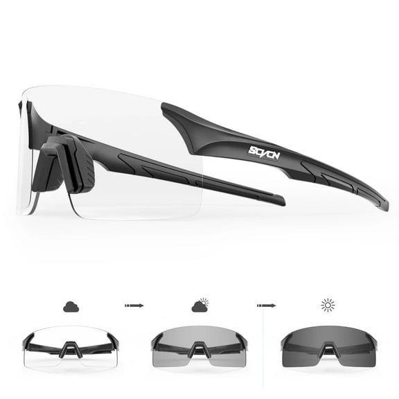 SCVCN Photochromic Cycling Glasses Mountain Bike Glasses for Men Women Frameless Sport sunglasses