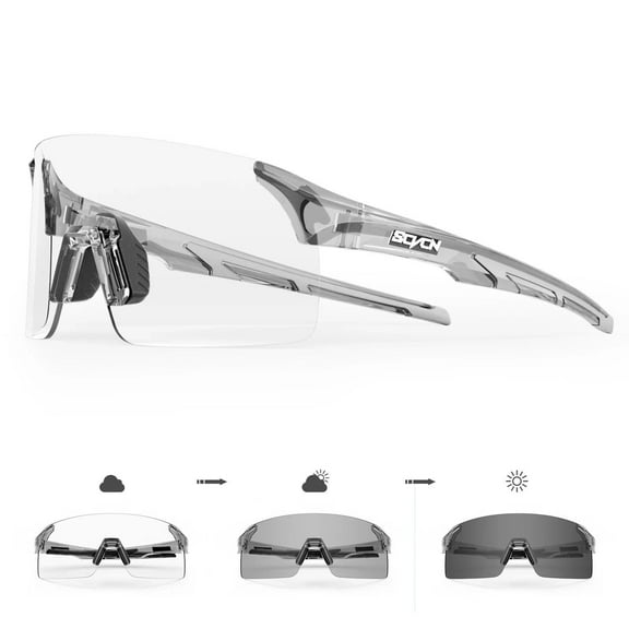 SCVCN Photochromic Cycling Glasses Mountain Bike Glasses for Men Women Frameless Sport sunglasses