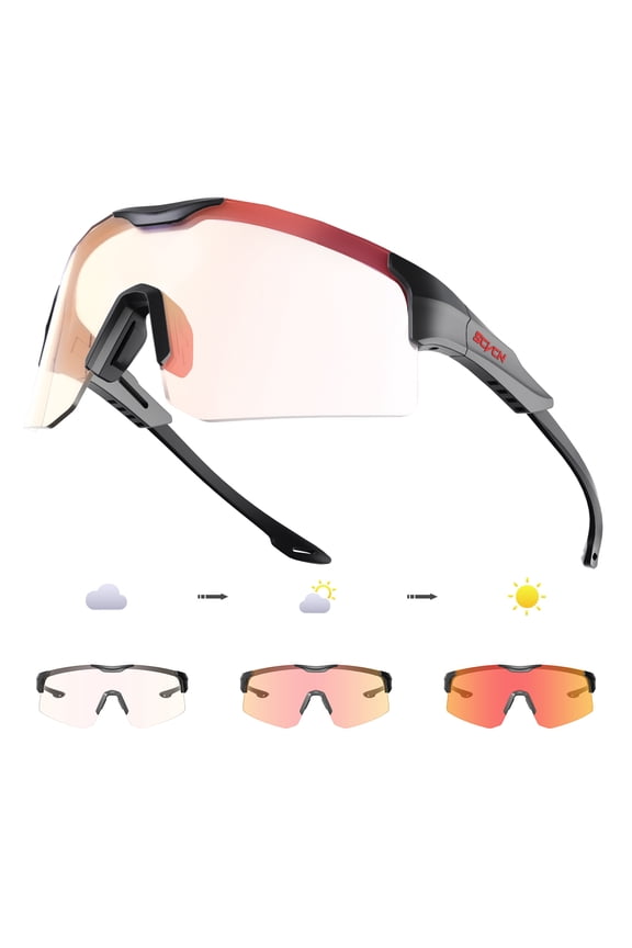 Photochromic Cycling Glasses for Men Women UV400 Youth Sports Glasses for Running Baseball Golf