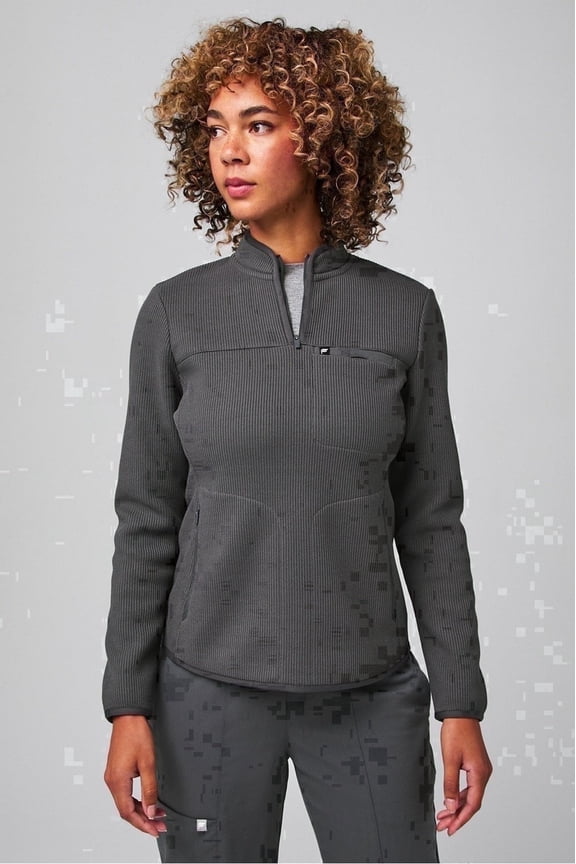 Women's Pace Quarter-Zip Scrub Jacket - 360-Degree Stretch, Recycled Knit Fabric, Long Sleeve, Mock Neck, 4-Pocket, Slim Fit (Sizes Vary)