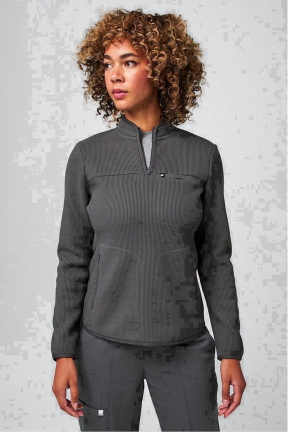 Women's Pace Quarter-Zip Scrub Jacket - 360-Degree Stretch, Recycled Knit Fabric, Long Sleeve, Mock Neck, 4-Pocket, Slim Fit (Sizes Vary)