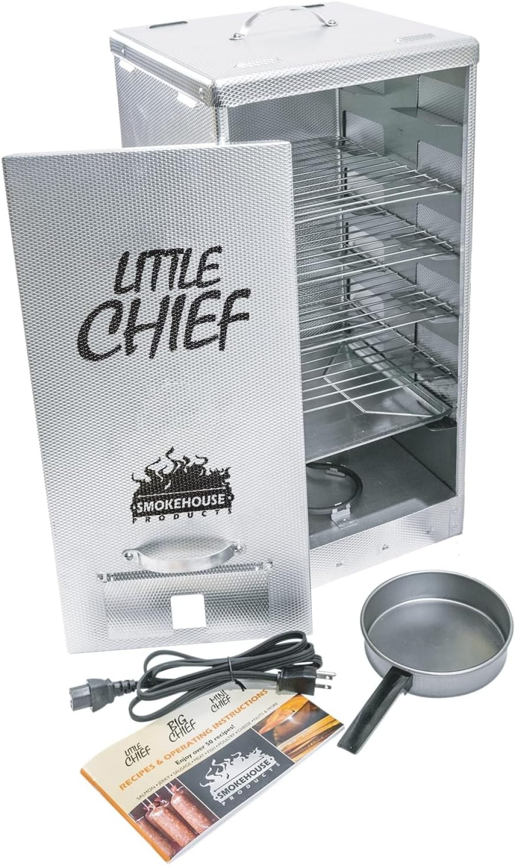 SCXP Little Chief Front Load Smoker, Low to Mid Temperature Smoker for Fish, Sausage, Cheese, & Other meats, Smoke Up to 25 Pounds of Meat & Fish