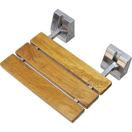 SD 15" Teak Wood Floding Seat Wall Mount Shower Bench