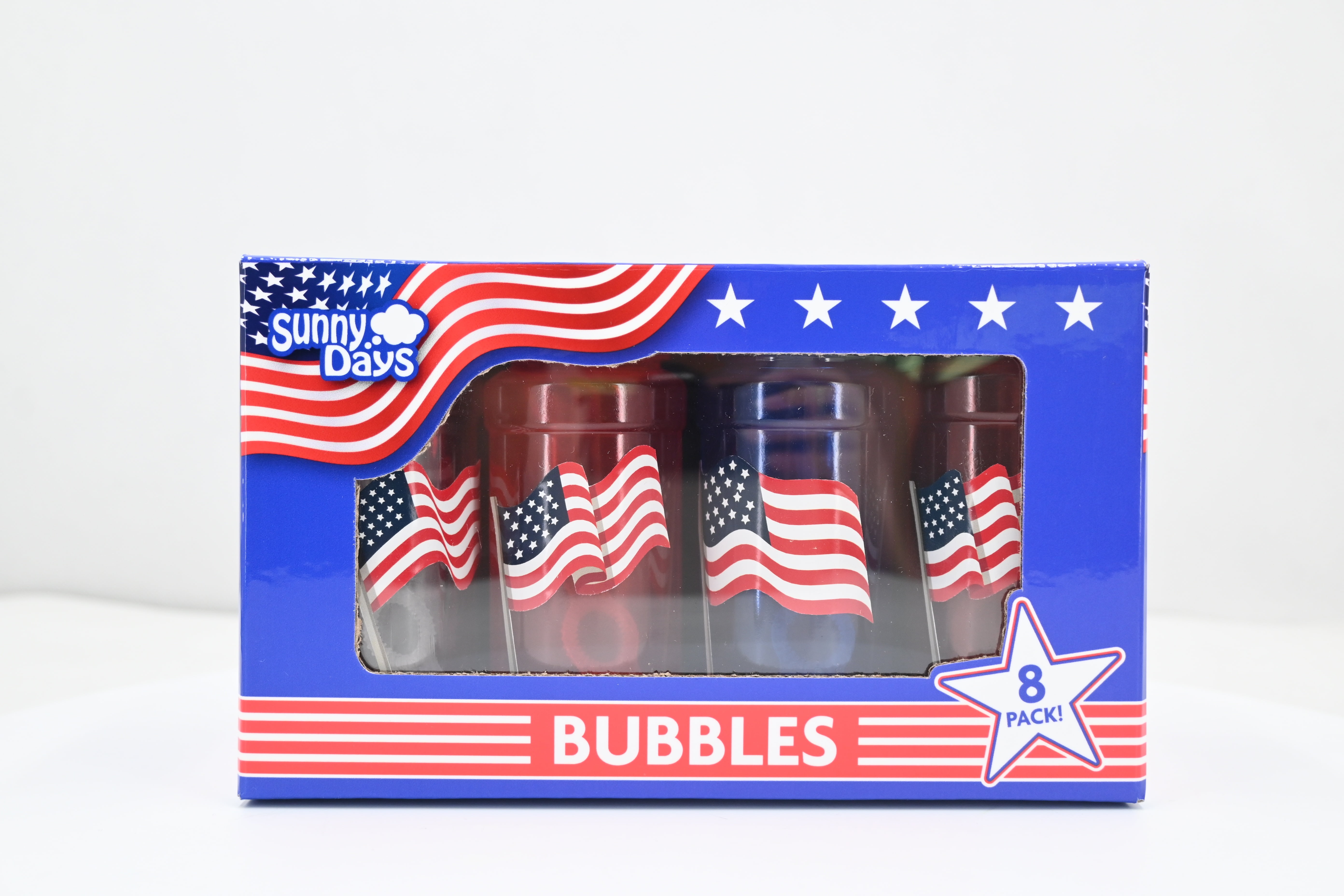Patriotic Americana Bubbles 8-pack, Red White & Blue 4oz Bottles with American Flag Design, Children Ages 3+ at Walmart