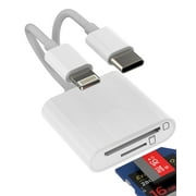 SD Card Reader to USB C Lightning Adapter (2in2)for iPhone 16 15 14 Pro Max Micro SD Memory Stick Phone Digital Camera for Apple for iPad Android MacBook Compatible for Samsung Type C TF Accessories