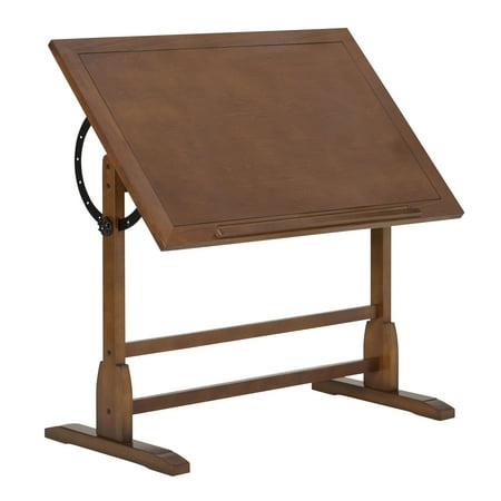 SD Alpha Adjustable Wood Drafting Table, Rustic Oak, 42"