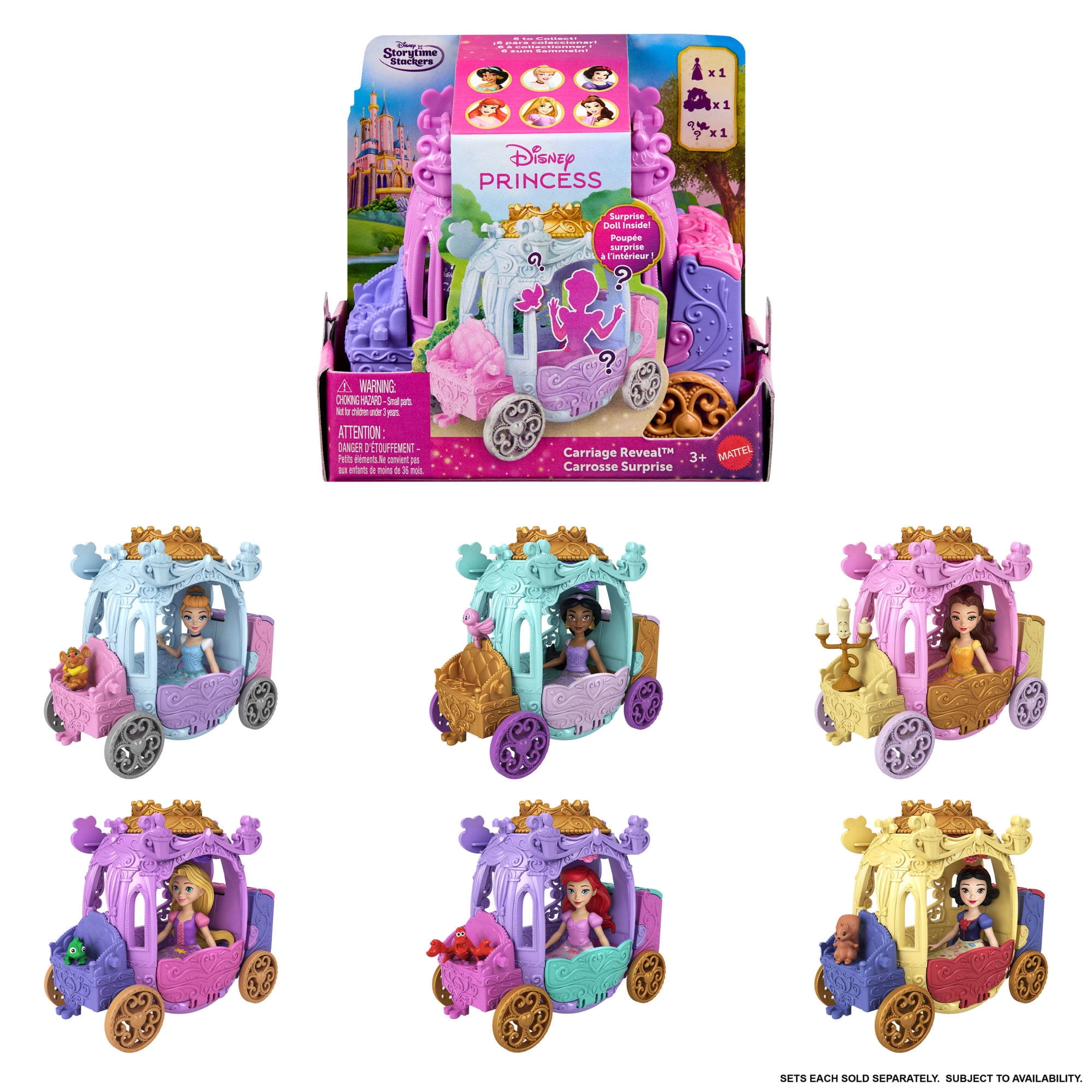 Disney Princess Carriage Reveal Surprise Small Doll, Vehicle & Figure (Characters May Vary)