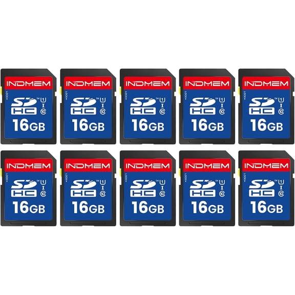 SD Card 16GB, 10-Pack UHS-I Class 10 MLC Flash Memory Card, High-Speed Secure Digital Cards for Cameras, DSLR, Action Cams - Reliable Storage