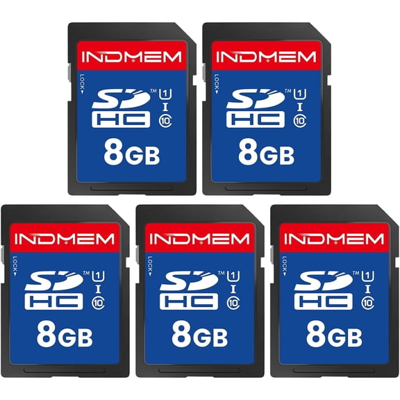 SD Card 8GB 5 Pack UHS-I U1 Class 10 8G SDHC Flash Memory Card Compatible with Digital Camera, Computer, Trail Cameras