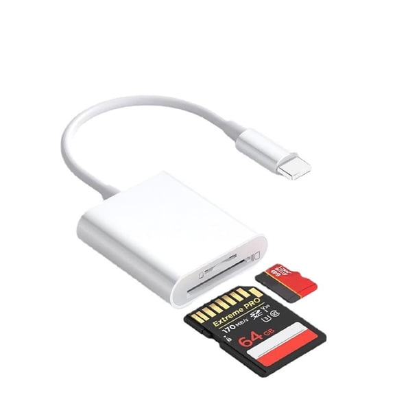 SD Card Camera Reader for iPhone/iPad, 2 in 1 Dual Card Slot Supports SD and TF Card, Portable Sd Card Adapter for iPhone 14/13/12/11/XS/XR/X/SE/8/7/iPad, Plug and Play