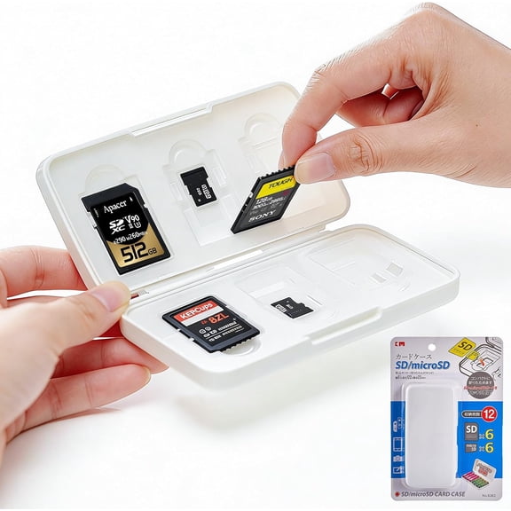 SD Card Holder Case, 6 Slots Memory Card Carrying Storage Box for SD and MicroSD Cards, Compact and Portable