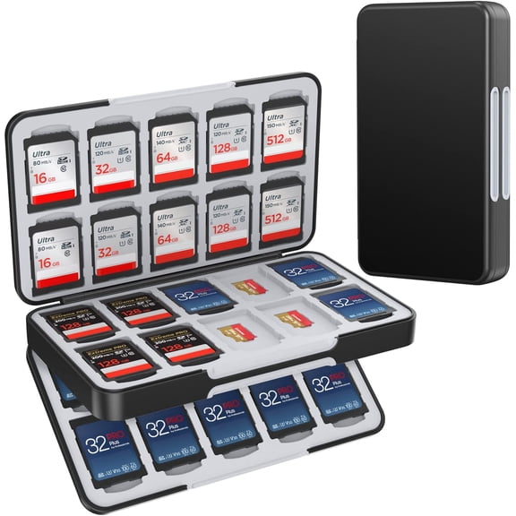 SD Card Holder for Memory SD and TF Cards, Portable SDXC SDHC Memory Card Holder Case Compatible with 40 SDXC SDHC and 40 TF Cards Slots
