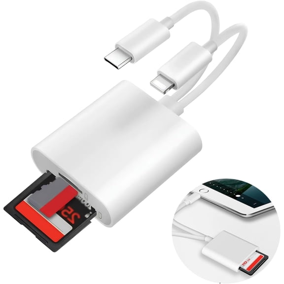 SD Card Reader, 2-in-1 USB C to SD/MicroSD Card Reader with Adapter, High-Speed Data Transfer, Compatible with 15/14/13, USB-C Devices, Storage, Plug and Play, Camera to Phone Adapter