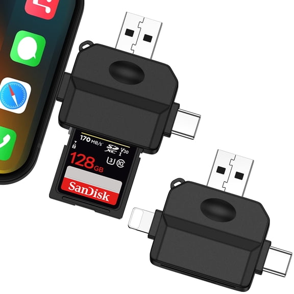 SD Card Reader,2Pack 3 in 1 USB-C to Micro SD Card Reader Trail Camera Viewer,Portable Memory Card Reader SD Card Adapter for SD&TF Cards Compatible with Computer MacBook Pro/Air iPad iPhone Samsung
