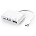 thumbnail image 1 of SD Card Reader, 3 in 1 USB C to USB Camera Connection Kit SD/Micro SD Card Reader, USB C to USB2.0 Female OTG Adapter for Pro 11"/12.9" 2018 and More UBC C Device (White), 1 of 2