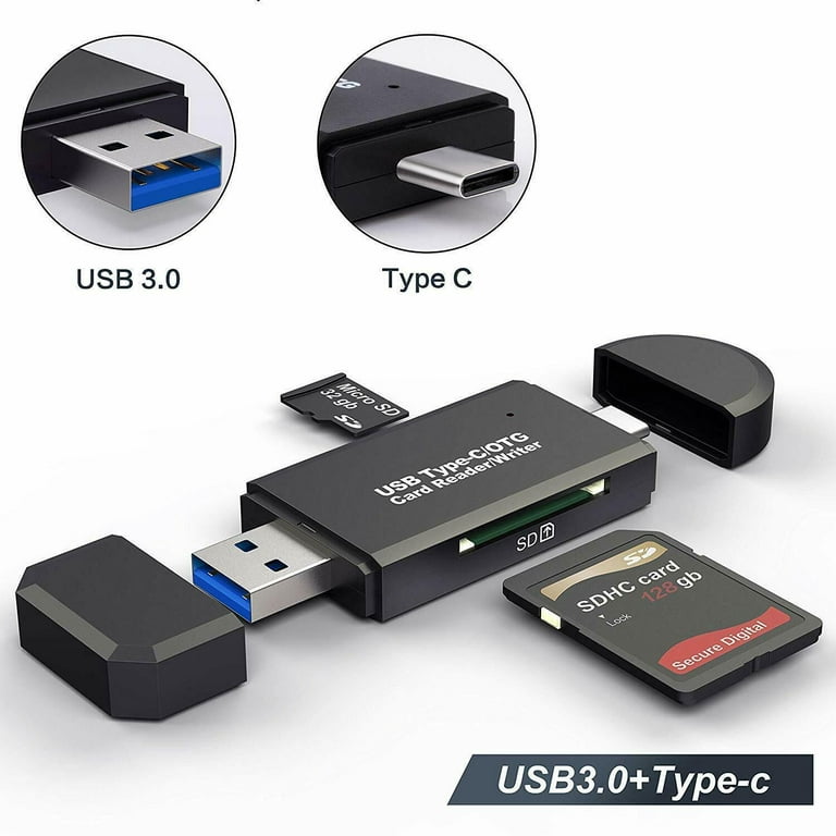 SD Card Reader, 3 in 1 Micro USB Type C Portable Memory Card Reader and SD/TF Card Adapter OTG Function for PC & Laptop - Walmart.com