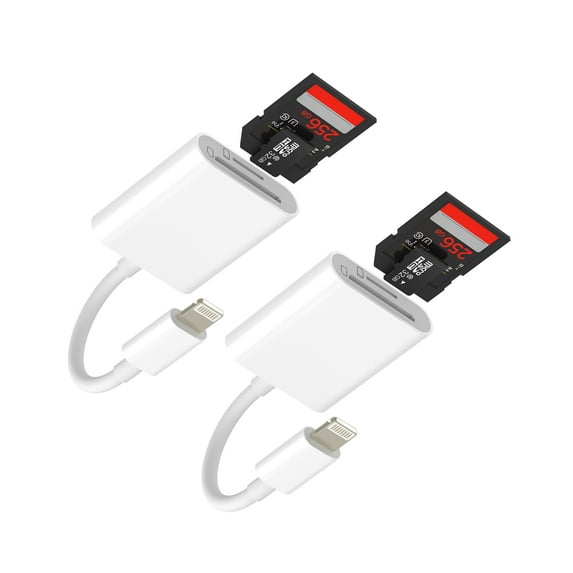 Lightning to Micro SD Card Reader (2Pack)for iPhone 14 13 Pro Max SD TF Memory Stick Adapter for Apple MFi Certified Digital Camera Cable for iPad Accessories Dual Slot Photo Transfer Drive Converter