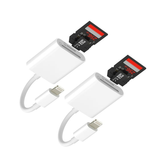 Lightning to Micro SD Card Reader (2Pack)for iPhone 14 13 Pro Max SD TF Memory Stick Adapter for Apple MFi Certified Digital Camera Cable for iPad Accessories Dual Slot Photo Transfer Drive Converter
