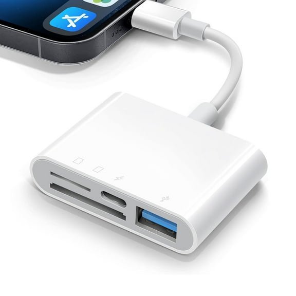 SD Card Reader, 4 in 1 USB Camera Adapter with Female OTG Micro SD TF Memory Card Reader for iPad