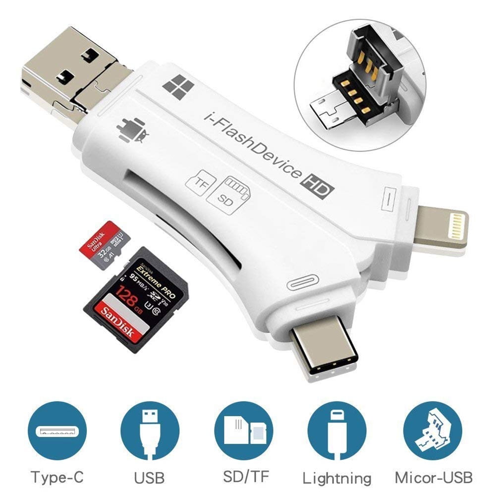 Amazon 4in1 lightning to sd card reader for iphone usb otg adapter sdtfms memory