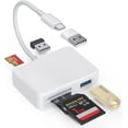 thumbnail image 1 of SD Card Reader, 5 in 1 USB-C & USB Card Adapter with SD/MicroSD/MS and Dual USB-A Ports Memory Card Reader for iPhone 17/16/15 Pro Max iPad MacBook Pro/Air M4/M3 Android Phone/Tablet PC (White), 1 of 2