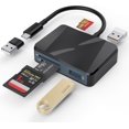 thumbnail image 1 of SD Card Reader, 5 in 1 USB-C & USB Card Adapter with SD/MicroSD/MS and Dual USB-A Ports Memory Card Reader for iPhone 17/16/15 Pro Max iPad MacBook Pro/Air M4/M3 Android Phone/Tablet PC (Black), 1 of 2