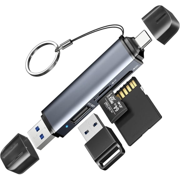 SD Card Reader, 5G Super Speed USB3.0 SD/TF Card Reader, 3-Slot USB A/C to SD/ SD/USB A Memory Card Reader for UHS-I SD/ SD/SDHC/SDXC/MMC, Support OTG for Plug&Play
