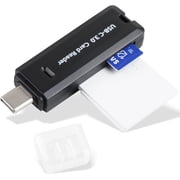 SD Card Reader, 5Gbps 2-in-1 USB C Memory Card Reader for Digital Camera, SD Card Viewer with Slot for SD, SDHC, SDXC, SD, MicroSDHC, SDXC, MMC, RS-MMC, TF Card Black