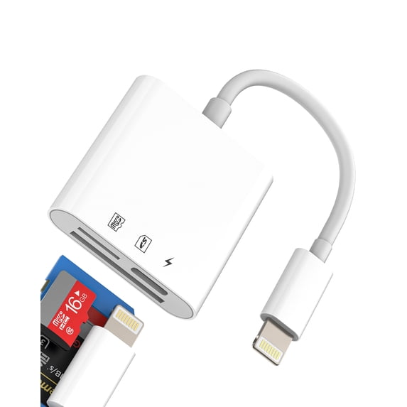SD Card Reader Lightning(3in1)for iPhone 14 13 Pro Max Micro SD Memory Digital Camera Accessories for Apple MFi Certified Adapter for iPad Transfer TF Flash Drive Stick Cable Photo Storage Charging