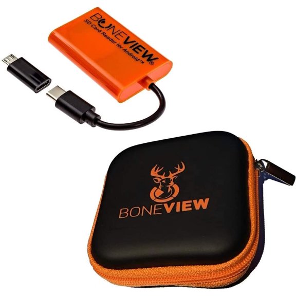 SD Card Reader for Android - Type C USB Trail Camera Viewer Deer Hunting Accessories for Game Cam Memory Chip Reading on Smart Phones Samsung Galaxy Google Pixel Moto Droid Includes Zipper Case