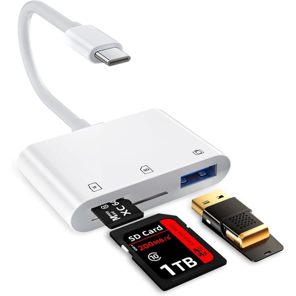 SD Card Reader C, Data Sync 3.0 to SD/TF Card , Memory Card Camera Veiwer for -C Devices Compatible with 15/16 PC Phone Tablet Plug and Play