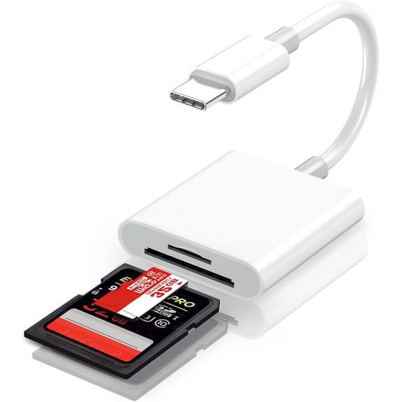 SD Card Reader with Dual Card Slots for MacBook Pro & iPhone 15/16/17/iPad/Android - USB-C Type-C Multi-Format Reader, Supports SD/Micro SD/TF for Trail Camera Viewer