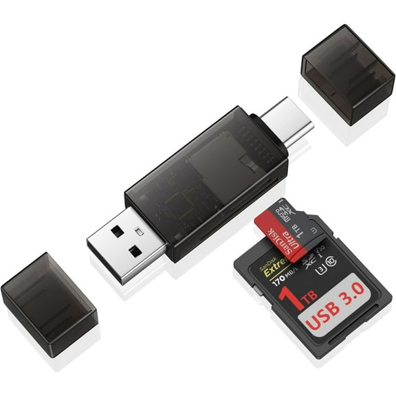 SD Card Reader,High-Speed USB C to Micro SD Card Adapter USB 2.0 Dual Slots,Memory Card Reader for SD/Micro SD/SDHC/SDXC/MMC,Compatible with iPhone 16Pro Max S25 A16 MacBook Pro/Air Chromebook
