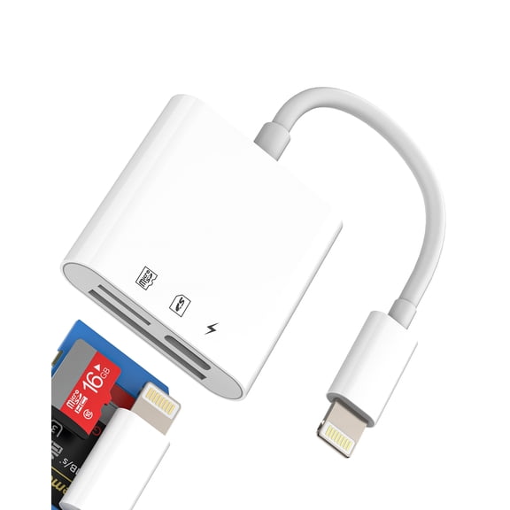 SD Card Reader Lightning(3in1)for iPhone 14 13 Pro Max Micro SD Memory Digital Camera Accessories for Apple MFi Certified Adapter for iPad Transfer TF Flash Drive Stick Cable Photo Storage Charging